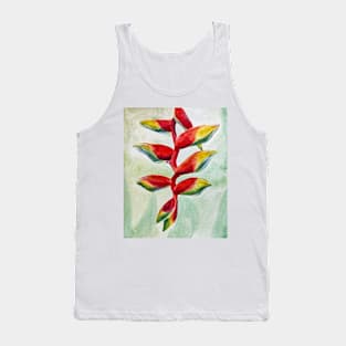 Red Watercolor Heliconia - Tropical Floral Print Tank Top